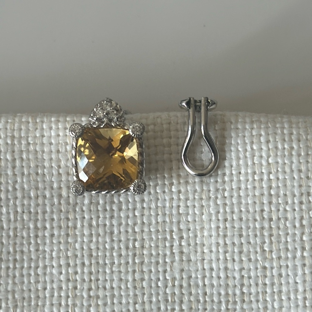 Judith Ripka Sterling silver and Citrine Stud clip earrings